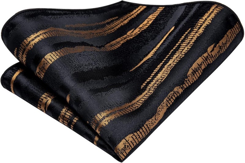 Dubulle Mens Tie Set Solid Paisley Silk Striped Necktie for Men with Cufflinks Tie and Pocket Square - Image 5